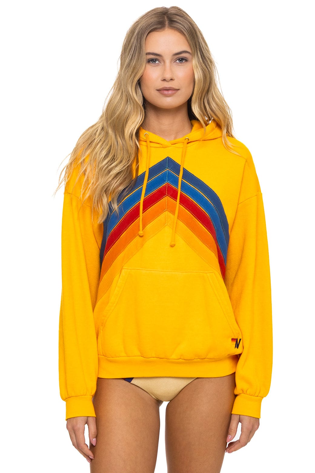 MOUNTAIN STITCH CHEVRON PULLOVER HOODIE RELAXED - GOLD