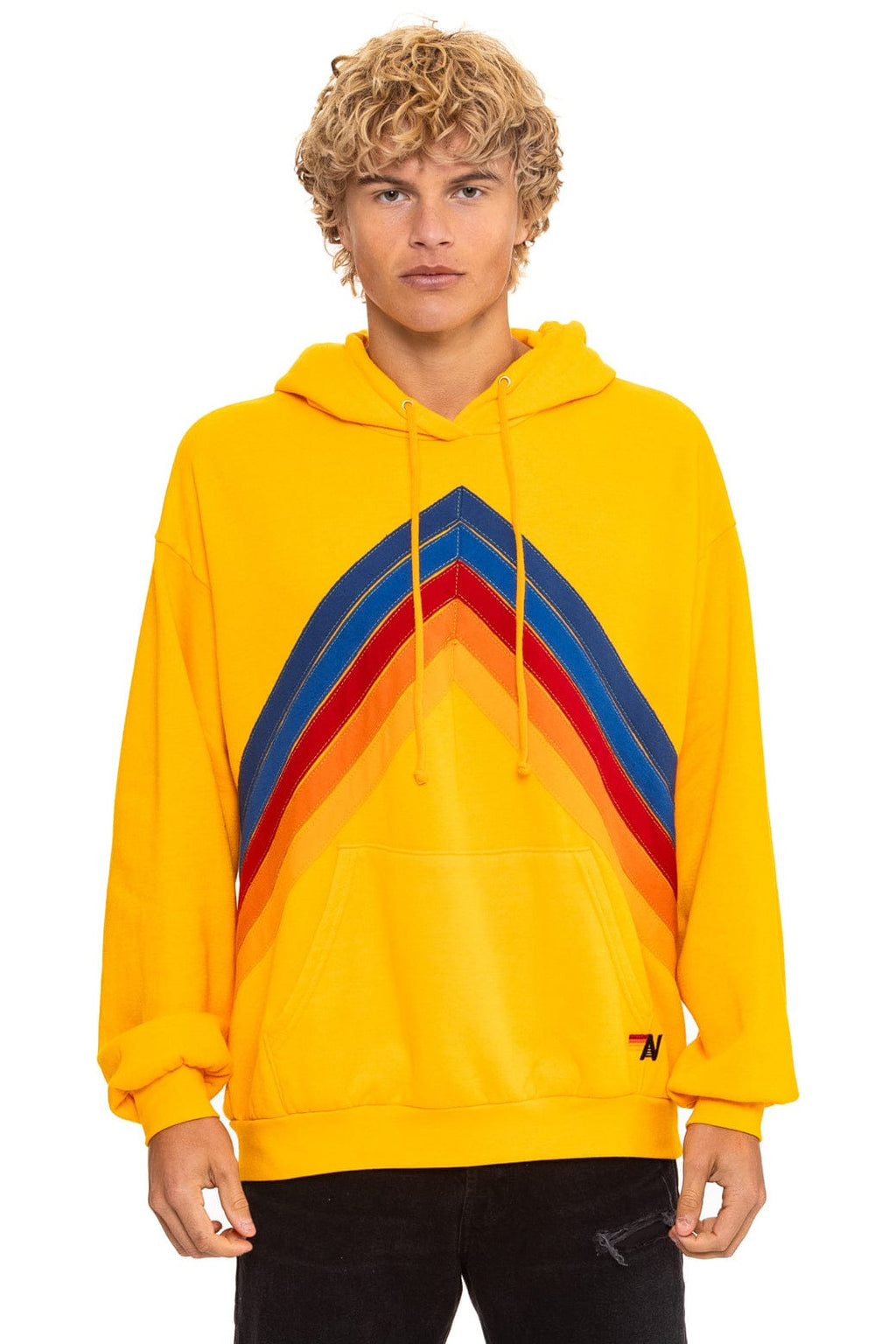 MOUNTAIN STITCH CHEVRON PULLOVER HOODIE RELAXED - GOLD