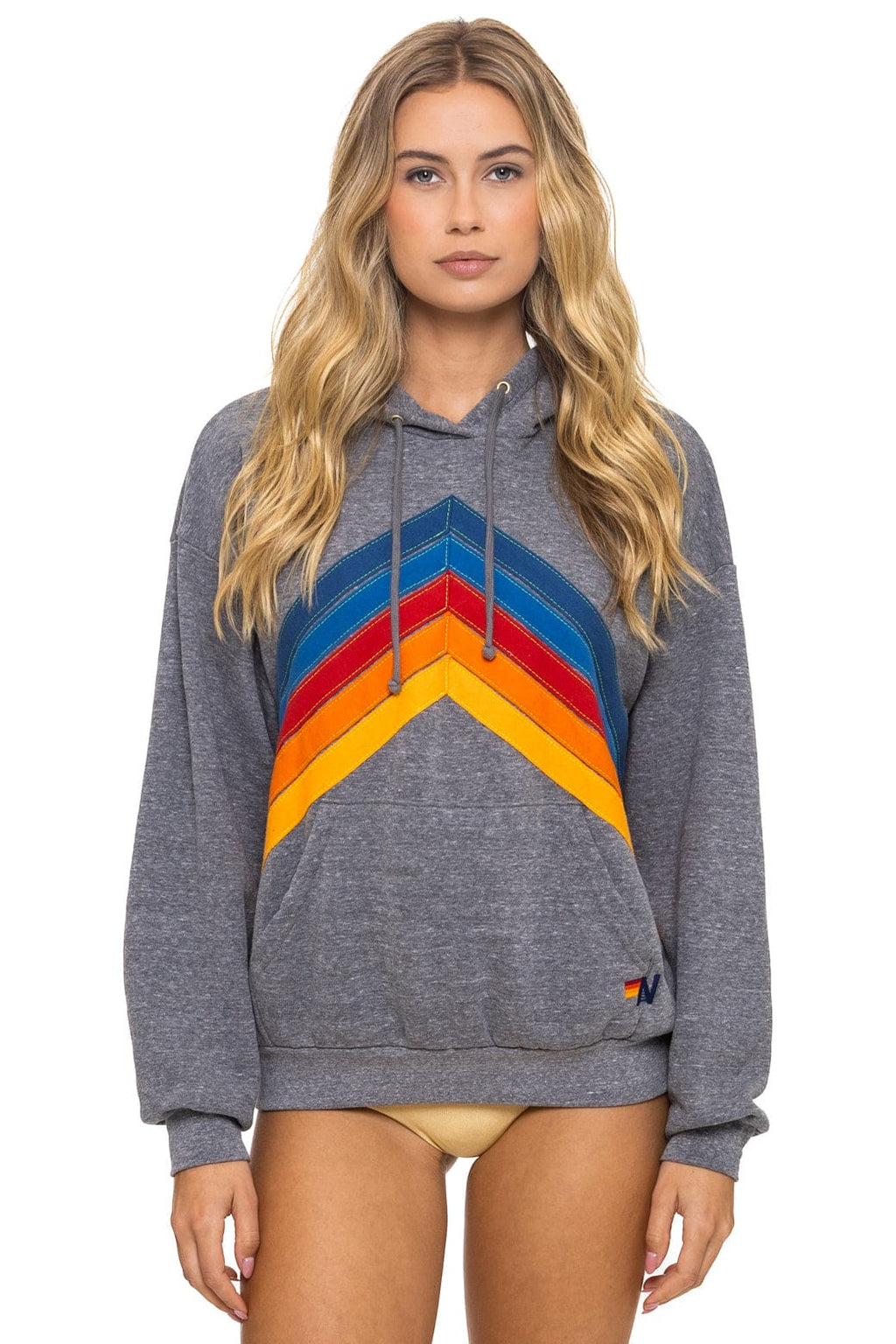 MOUNTAIN STITCH CHEVRON PULLOVER HOODIE RELAXED - HEATHER GREY