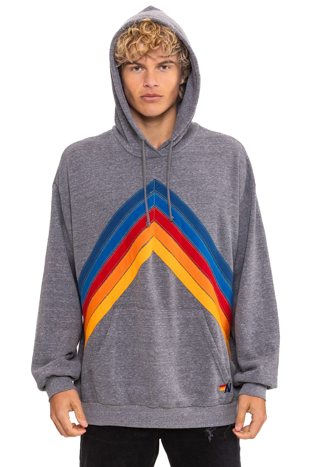 MOUNTAIN STITCH CHEVRON PULLOVER HOODIE RELAXED - HEATHER GREY