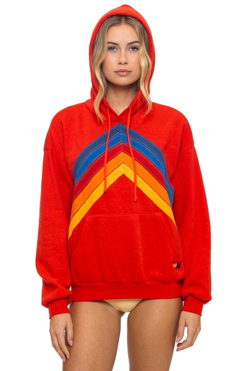 MOUNTAIN STITCH CHEVRON PULLOVER HOODIE RELAXED - RED