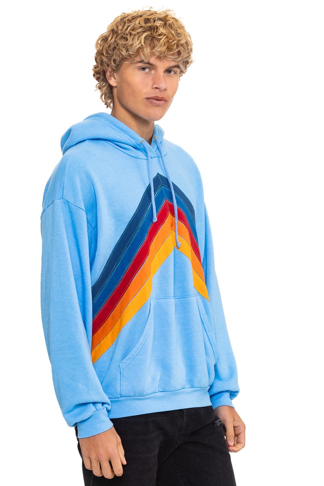 MOUNTAIN STITCH CHEVRON PULLOVER HOODIE RELAXED - SKY
