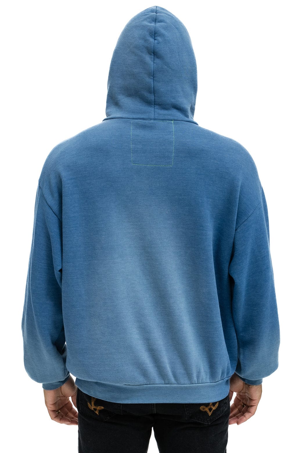 SURFER WAVE PATCH PULLOVER RELAXED HOODIE - FADED WATER