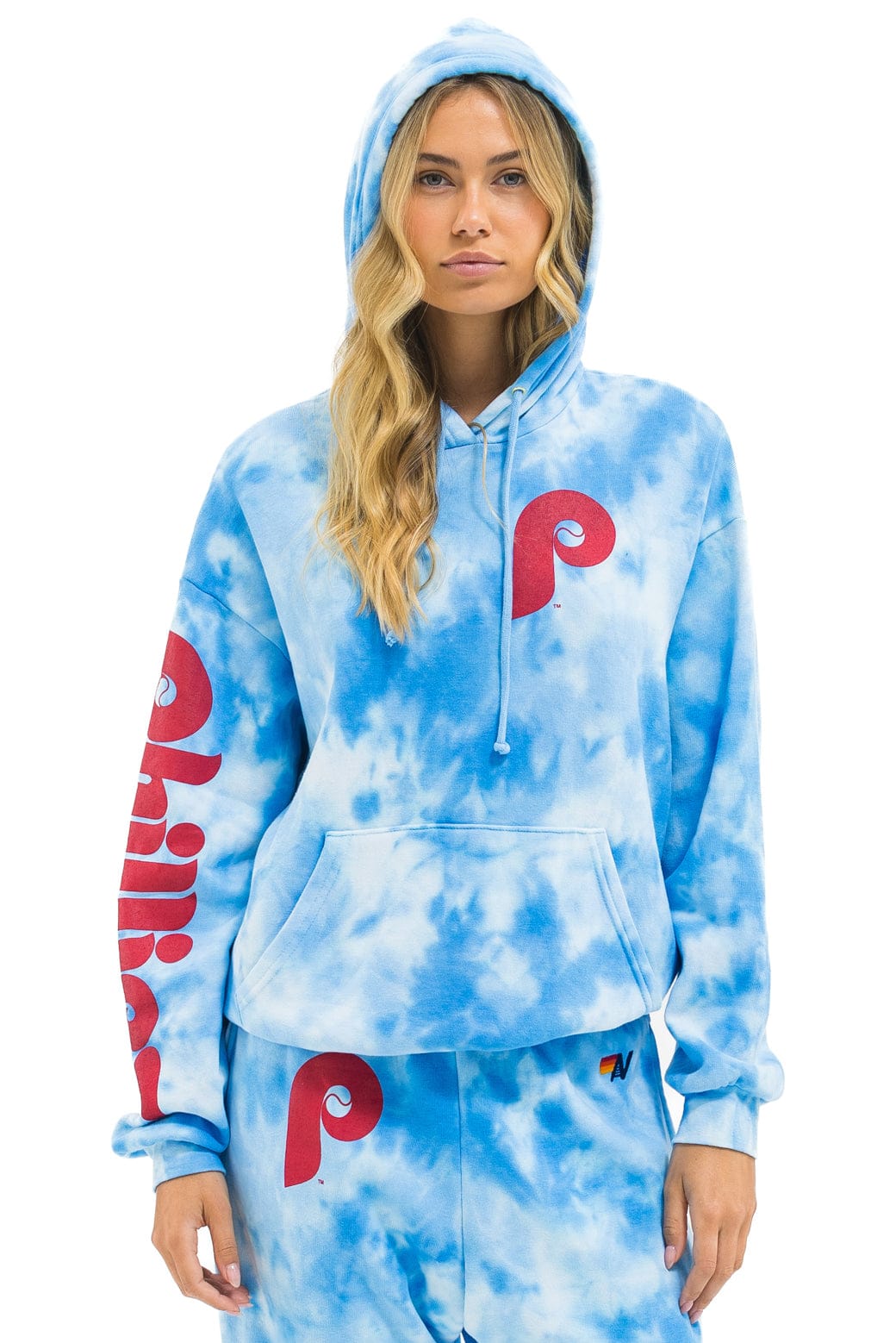 PHILLIES HAND DYED RELAXED PULLOVER HOODIE - TIE DYE BLUE