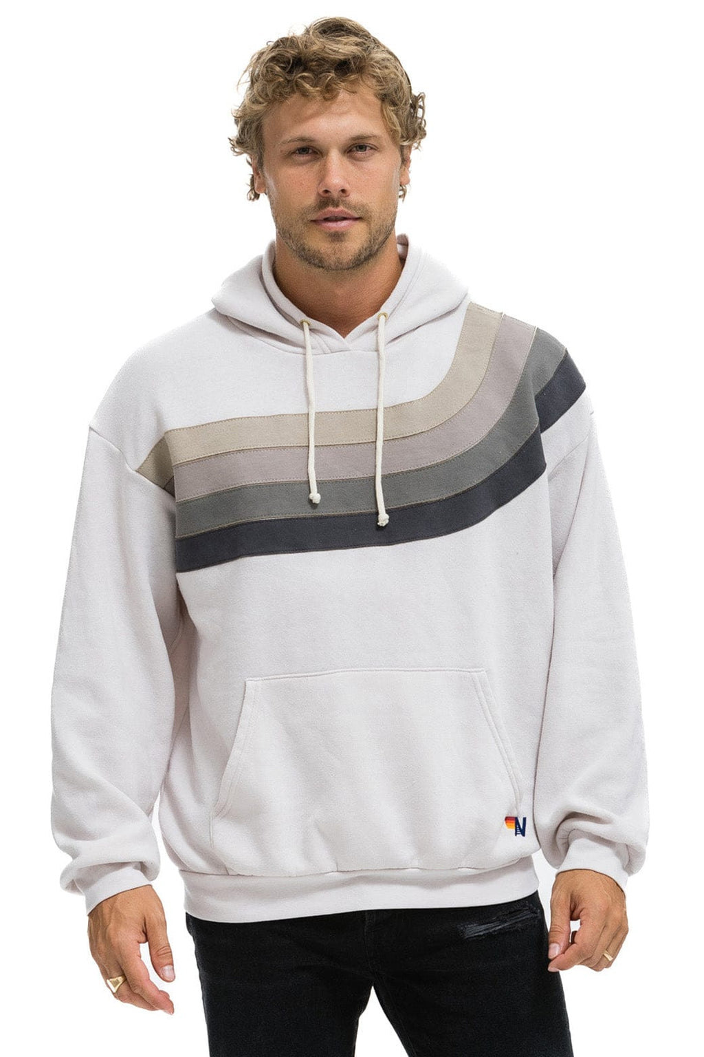 WAVE STRIPE 4 PULLOVER HOODIE RELAXED - DOVE CHARCOAL