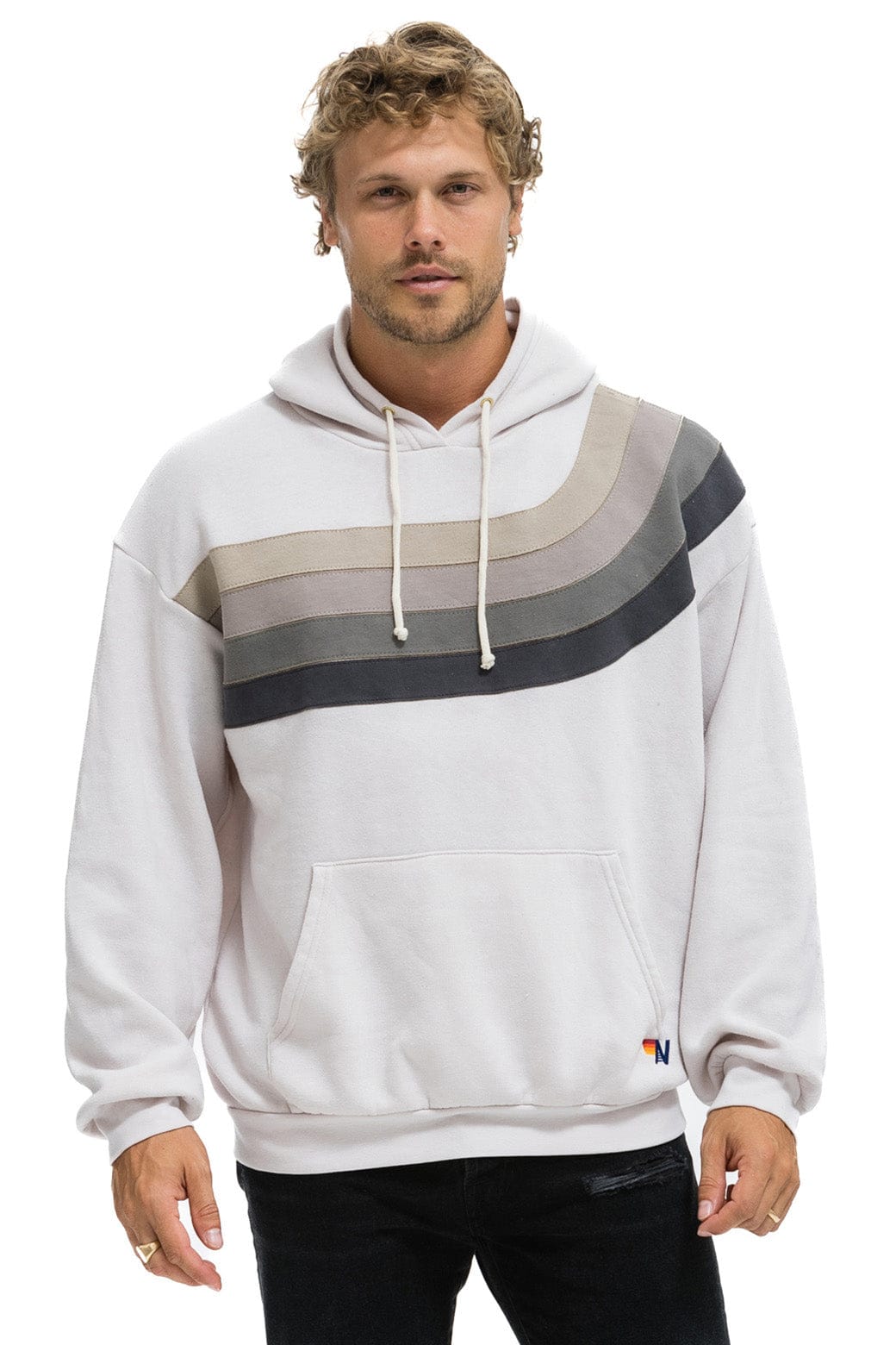 WAVE STRIPE 4 PULLOVER HOODIE RELAXED - DOVE CHARCOAL