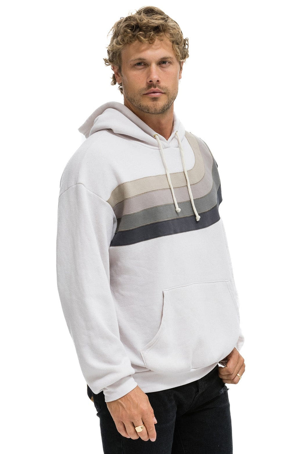 WAVE STRIPE 4 PULLOVER HOODIE RELAXED - DOVE CHARCOAL
