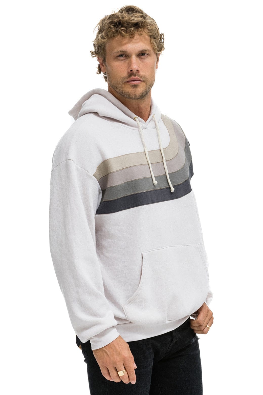 WAVE STRIPE 4 PULLOVER HOODIE RELAXED - DOVE CHARCOAL