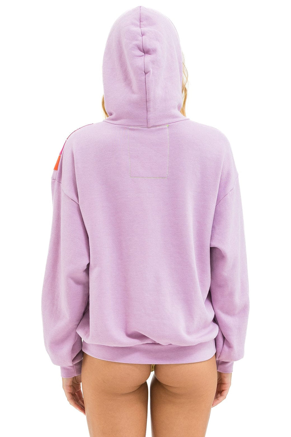 WAVE STRIPE 4 PULLOVER HOODIE RELAXED - MAUVE MAGENTA ORANGE