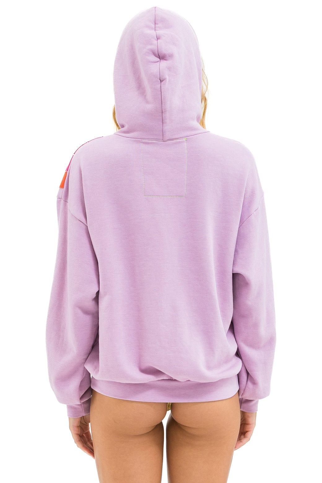 WAVE STRIPE 4 PULLOVER HOODIE RELAXED - MAUVE MAGENTA ORANGE