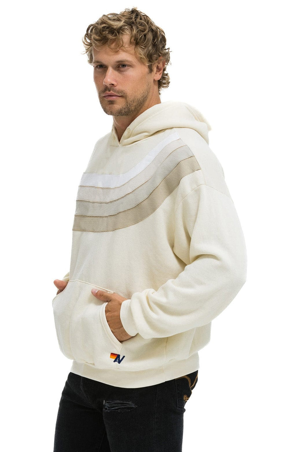 WAVE STRIPE 4 PULLOVER HOODIE RELAXED - VINTAGE WHITE VINTAGE WHITE