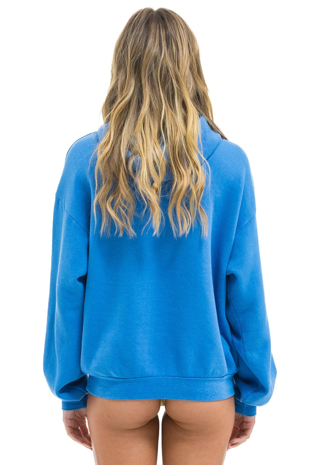 CROSS STRIPE RELAXED PULLOVER HOODIE - COBALT BLUE