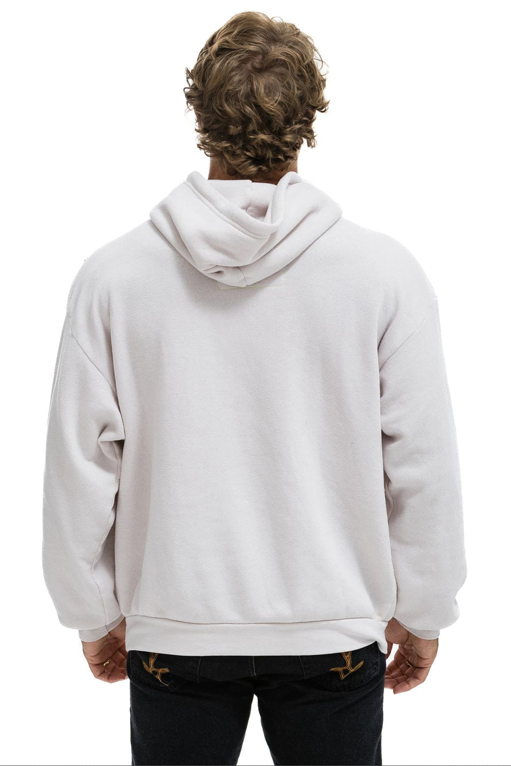 CROSS STRIPE RELAXED PULLOVER HOODIE - DOVE GREY