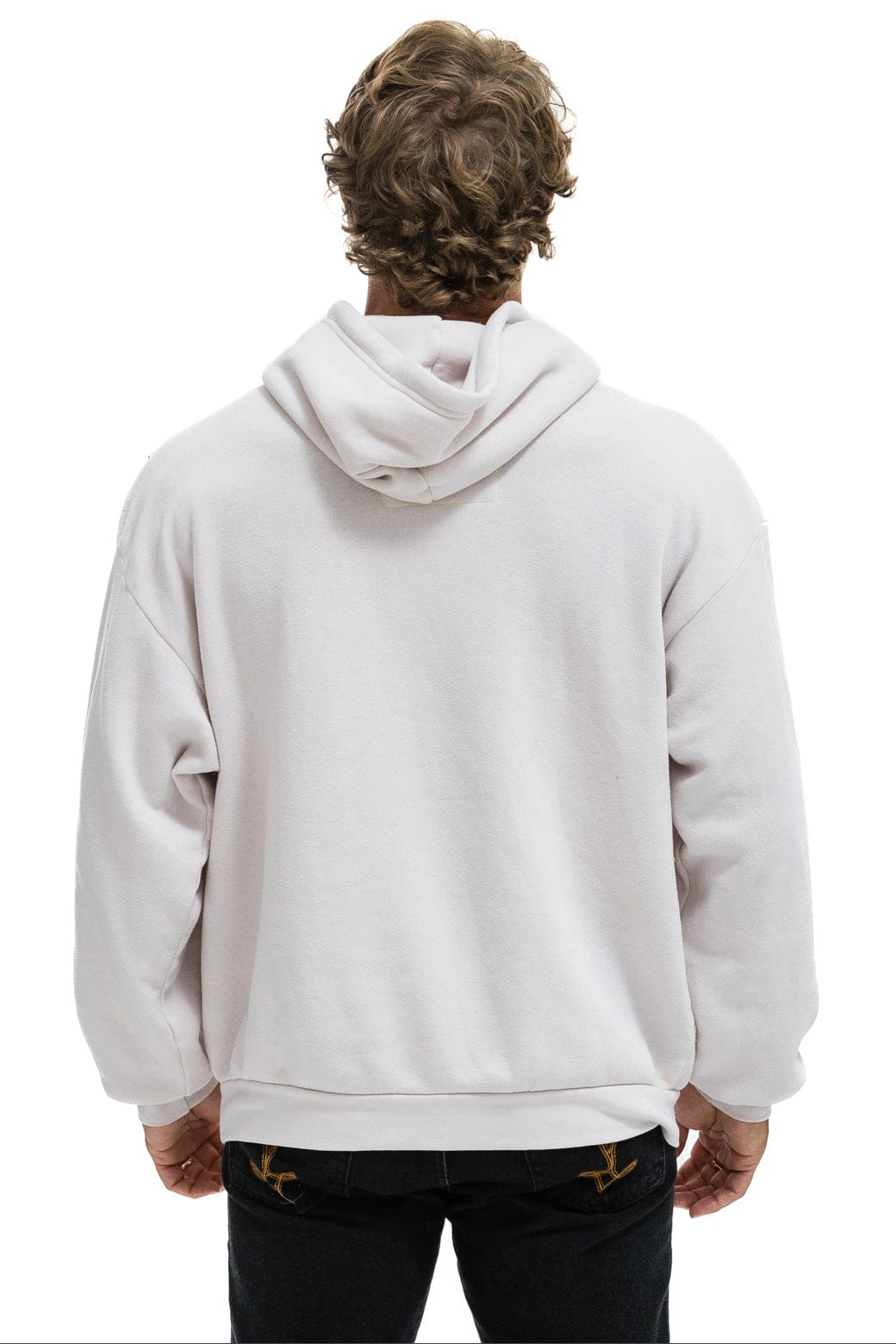 CROSS STRIPE RELAXED PULLOVER HOODIE - DOVE GREY