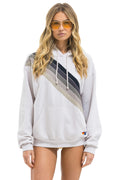 CROSS STRIPE RELAXED PULLOVER HOODIE - DOVE GREY