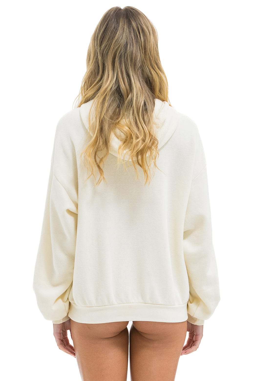 CROSS STRIPE RELAXED PULLOVER HOODIE - VINTAGE WHITE BROWN