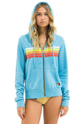 5 STRIPE HOODIE - AQUA WHITE NEON