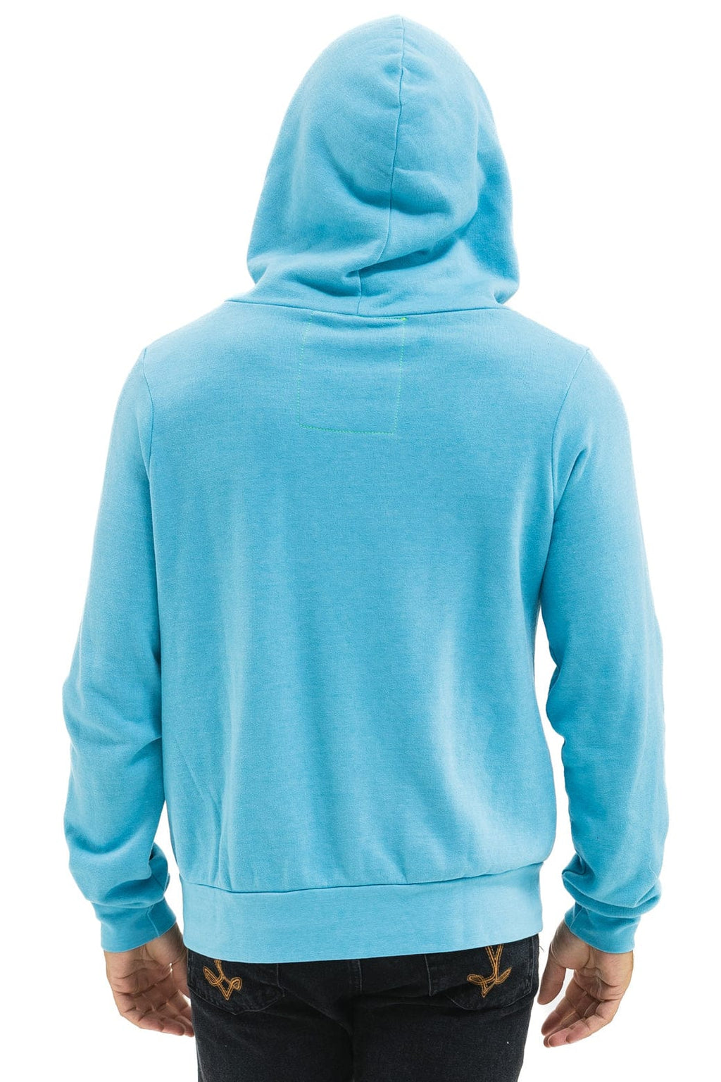 5 STRIPE HOODIE - AQUA WHITE NEON