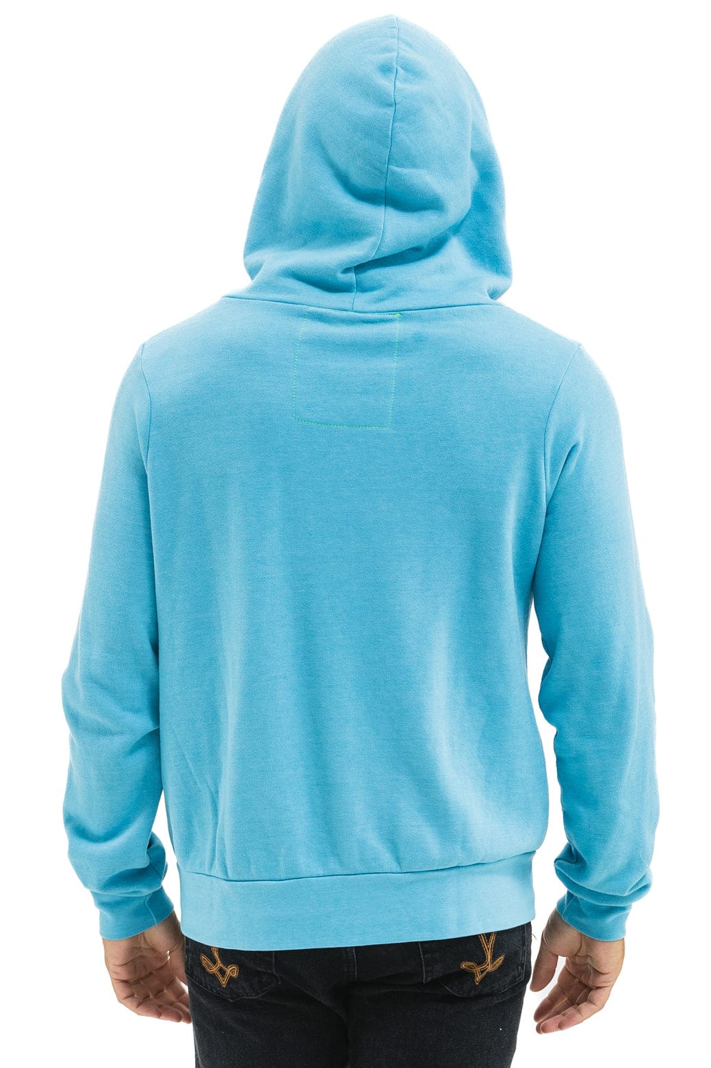 5 STRIPE HOODIE - AQUA WHITE NEON