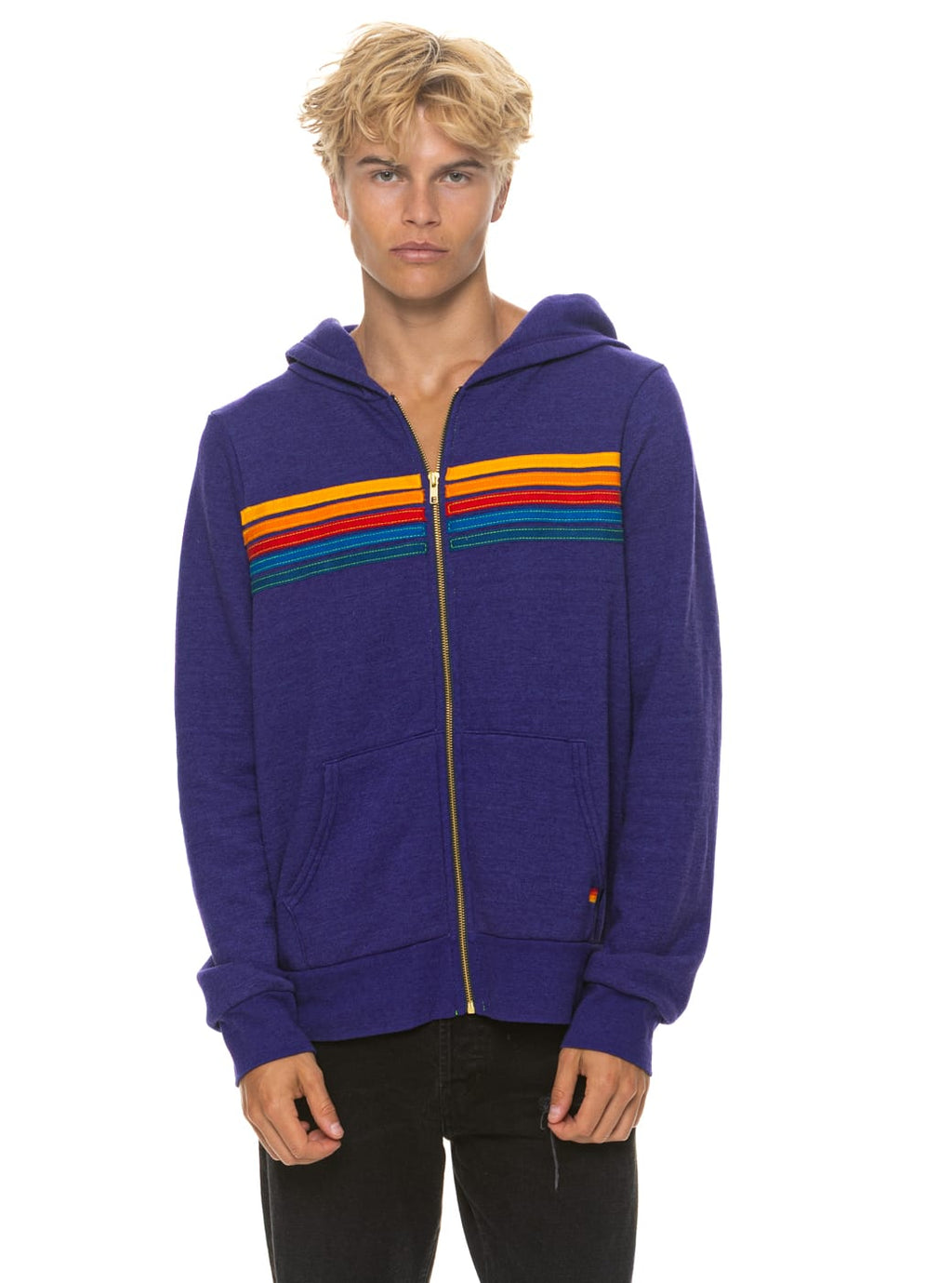 5 STRIPE HOODIE - DEEP PURPLE