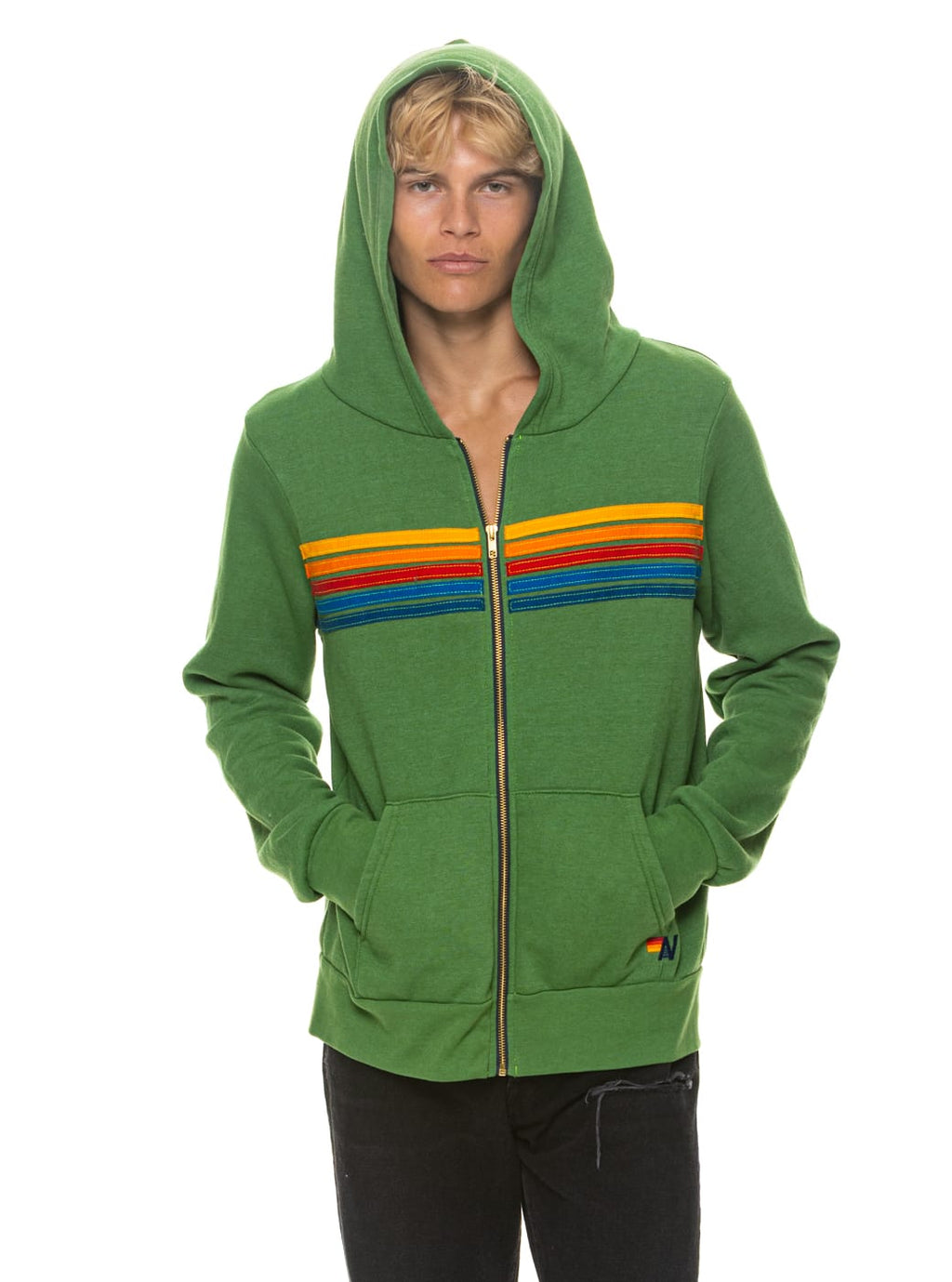 5 STRIPE HOODIE - JUNGLE GREEN