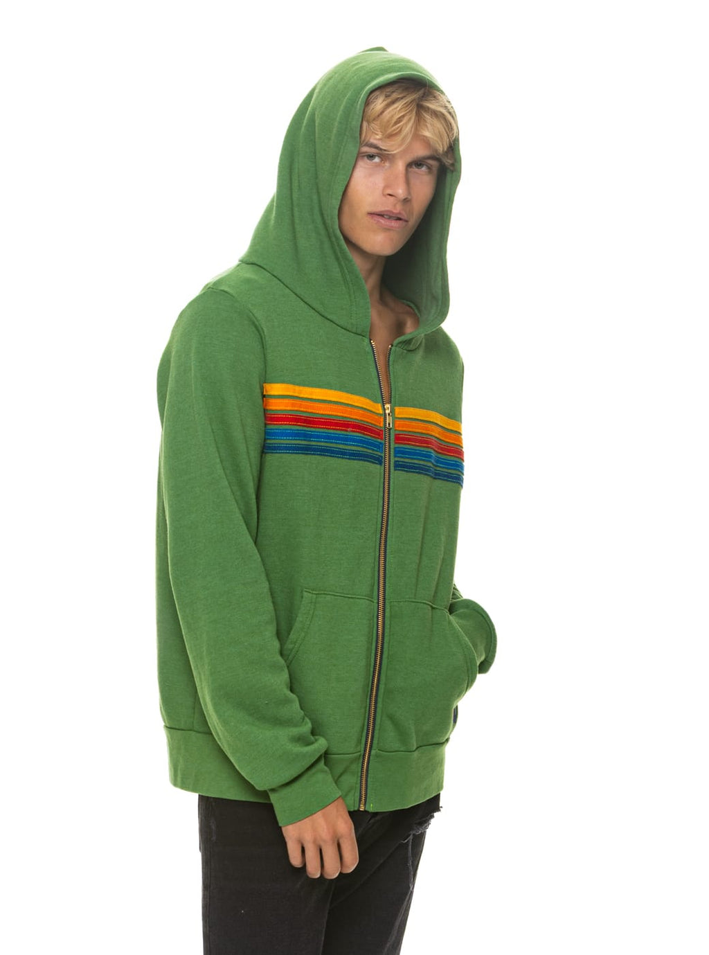 5 STRIPE HOODIE - JUNGLE GREEN