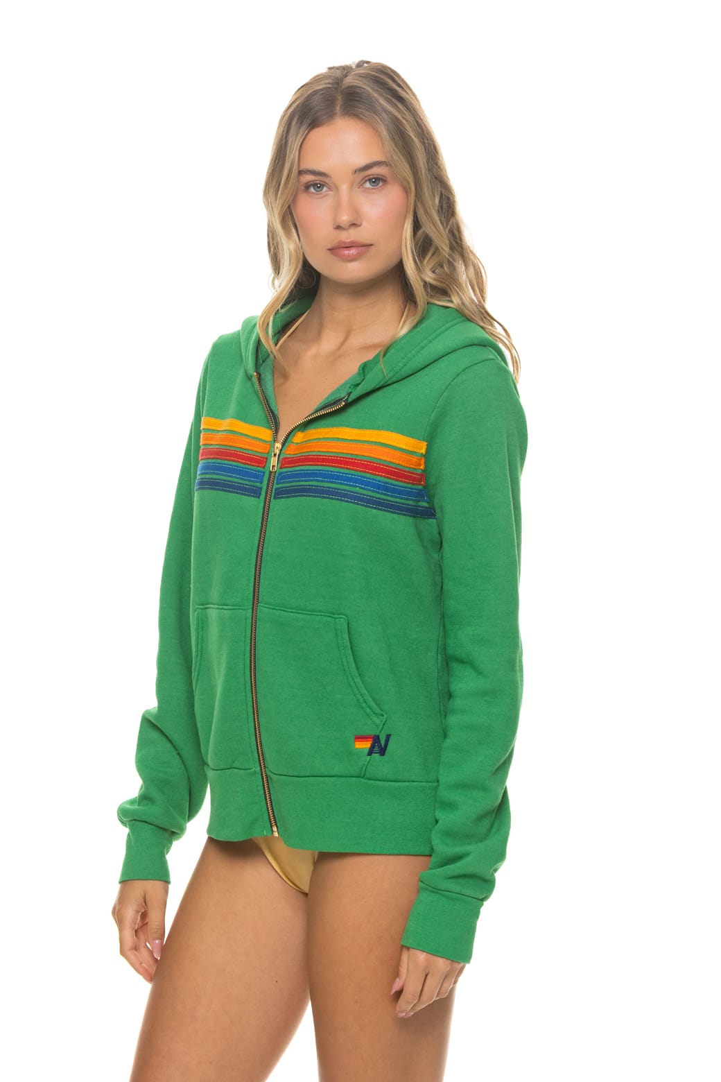 5 STRIPE HOODIE - KELLY GREEN