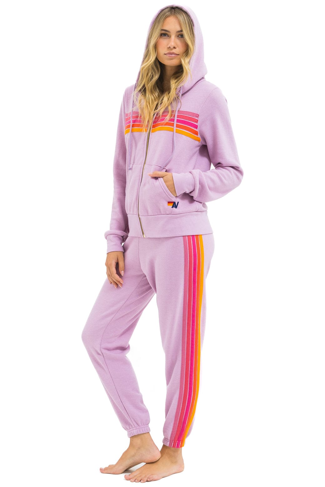 5 STRIPE SWEATPANTS - MAUVE MAGENTA ORANGE