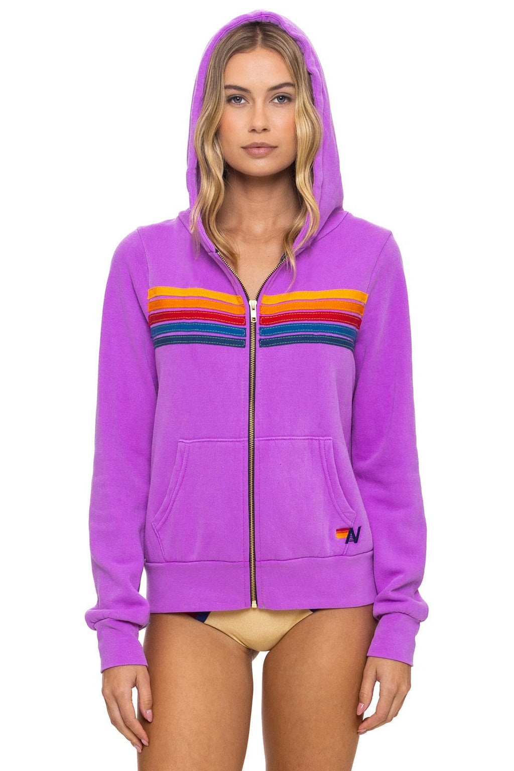 5 STRIPE HOODIE - NEON PURPLE