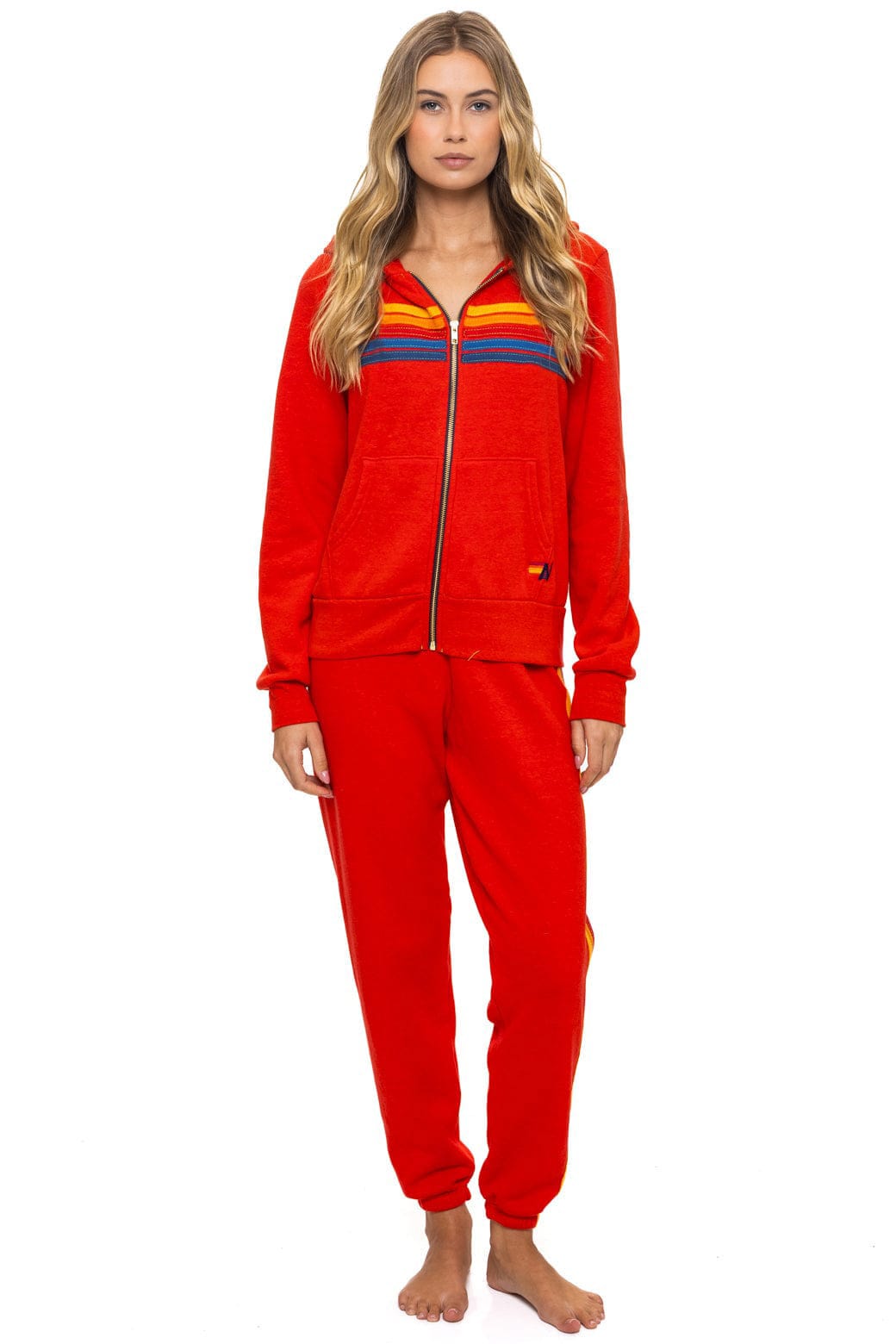 5 STRIPE HOODIE - RED