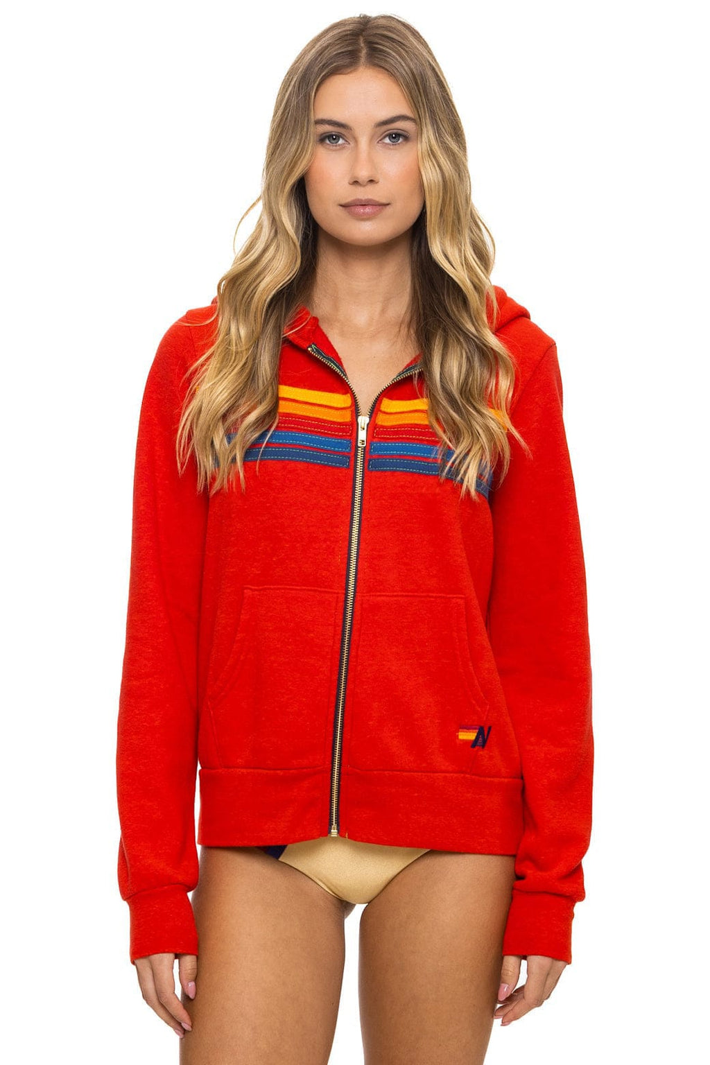 5 STRIPE HOODIE - RED