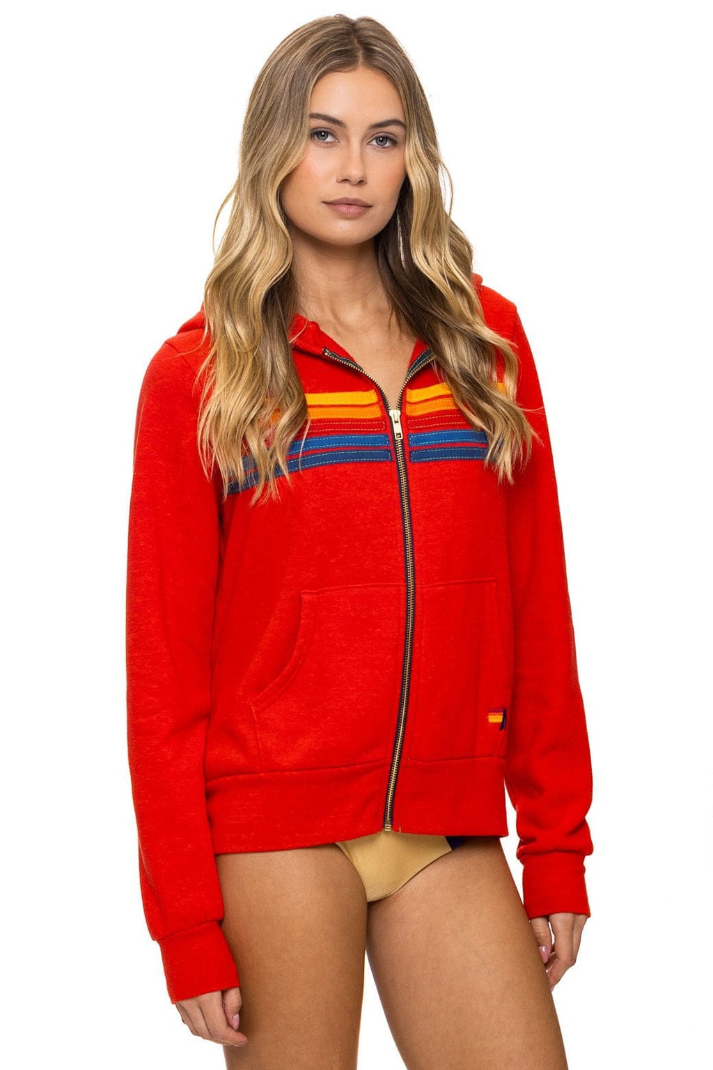 5 STRIPE HOODIE - RED