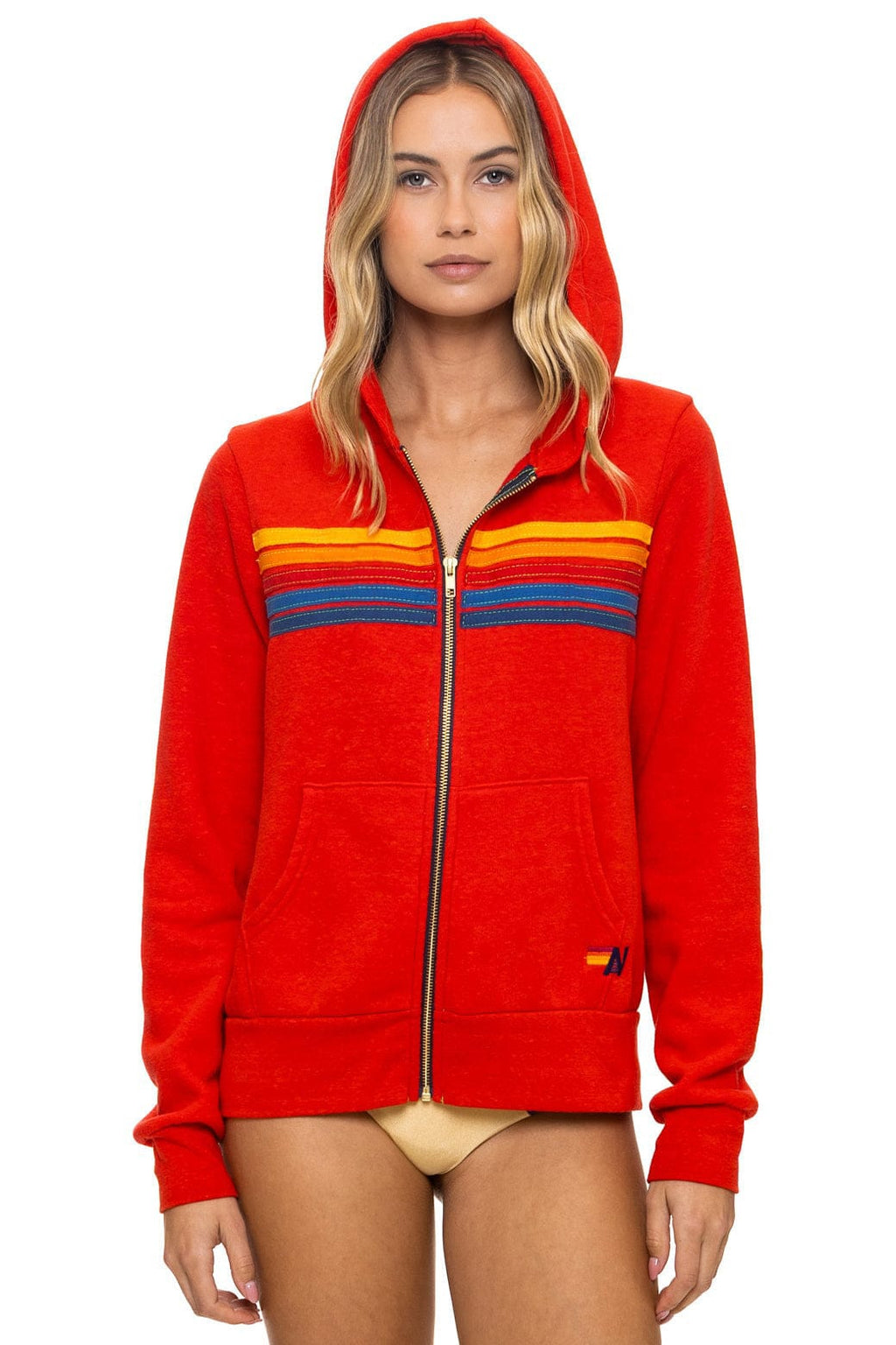 5 STRIPE HOODIE - RED