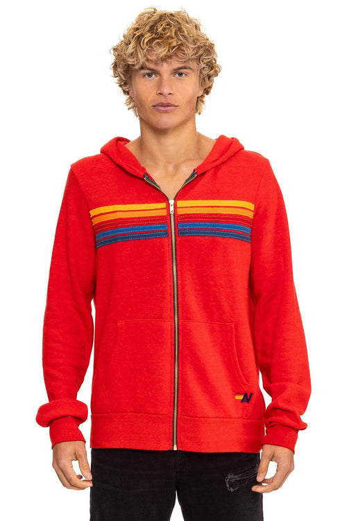 5 STRIPE HOODIE - RED