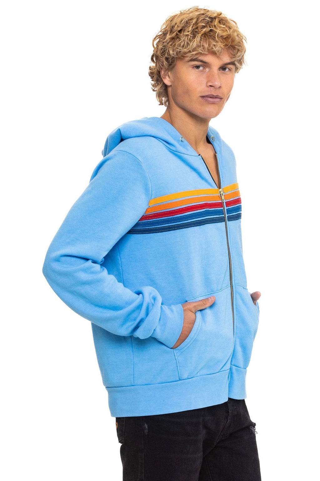 5 STRIPE HOODIE - SKY