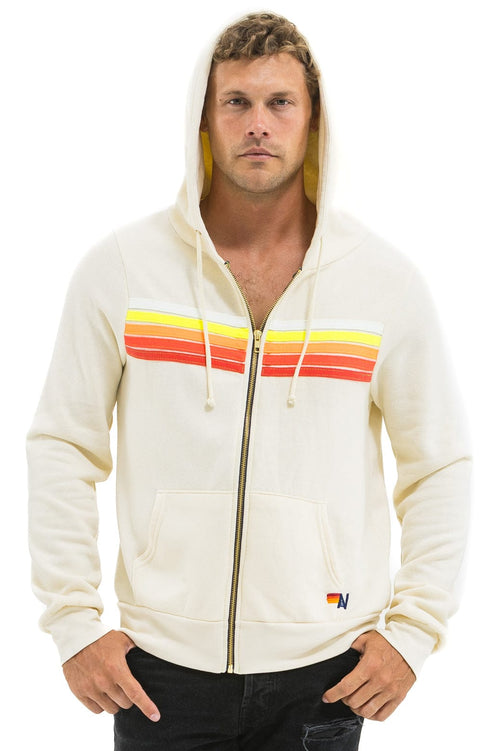 5 STRIPE HOODIE - VINTAGE WHITE WHITE NEON