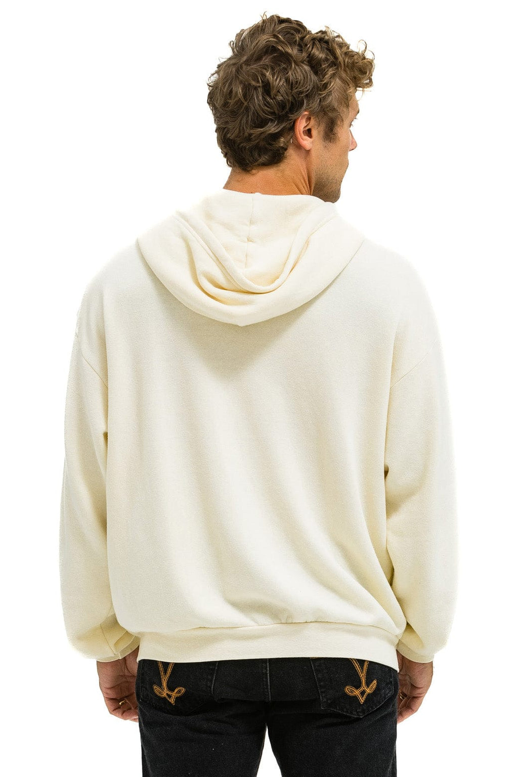 5 STRIPE RELAXED ZIP HOODIE - VINTAGE WHITE NEON