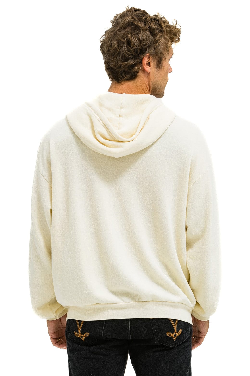 5 STRIPE RELAXED ZIP HOODIE - VINTAGE WHITE NEON