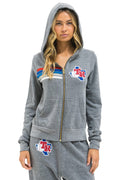 TEXAS RANGERS 5 STRIPE ZIP HOODIE - HEATHER GREY USA