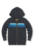KIDS 5 STRIPE HOODIE - CHARCOAL BLUE