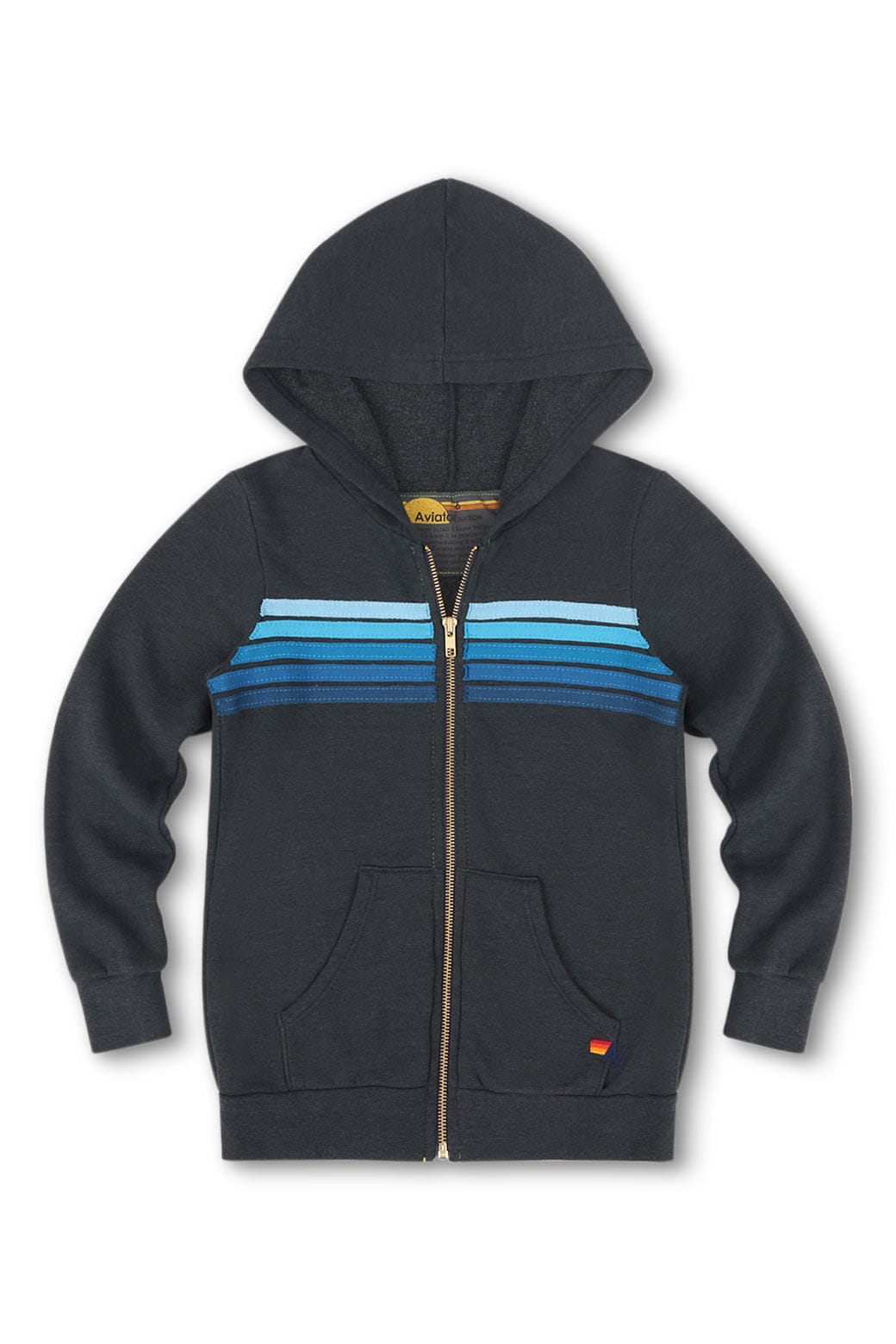 KIDS 5 STRIPE HOODIE - CHARCOAL BLUE