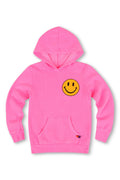 KIDS SMILEY 2 PULLOVER HOODIE - NEON PINK