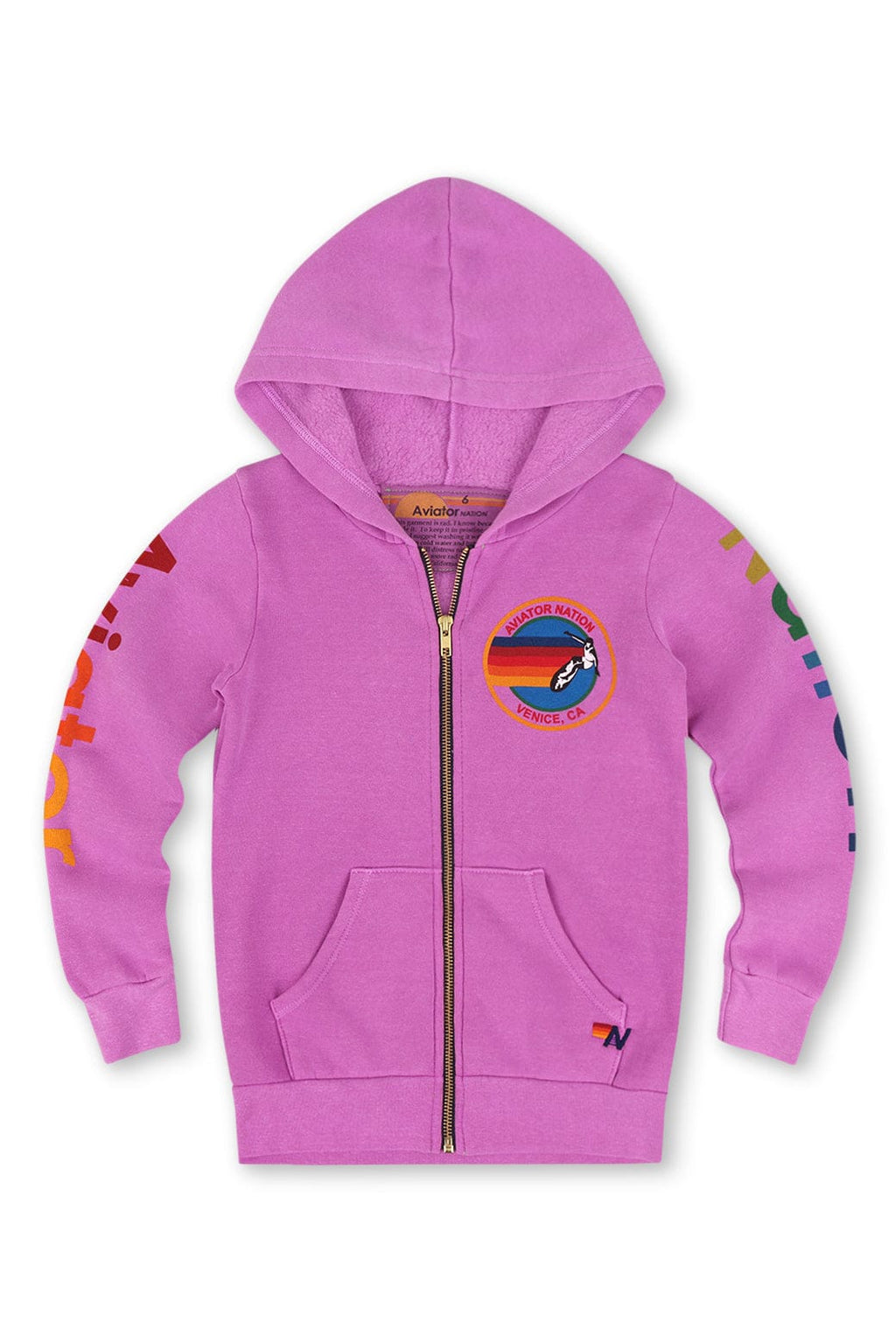 KIDS AVIATOR NATION VENICE ZIP HOODIE - NEON PURPLE