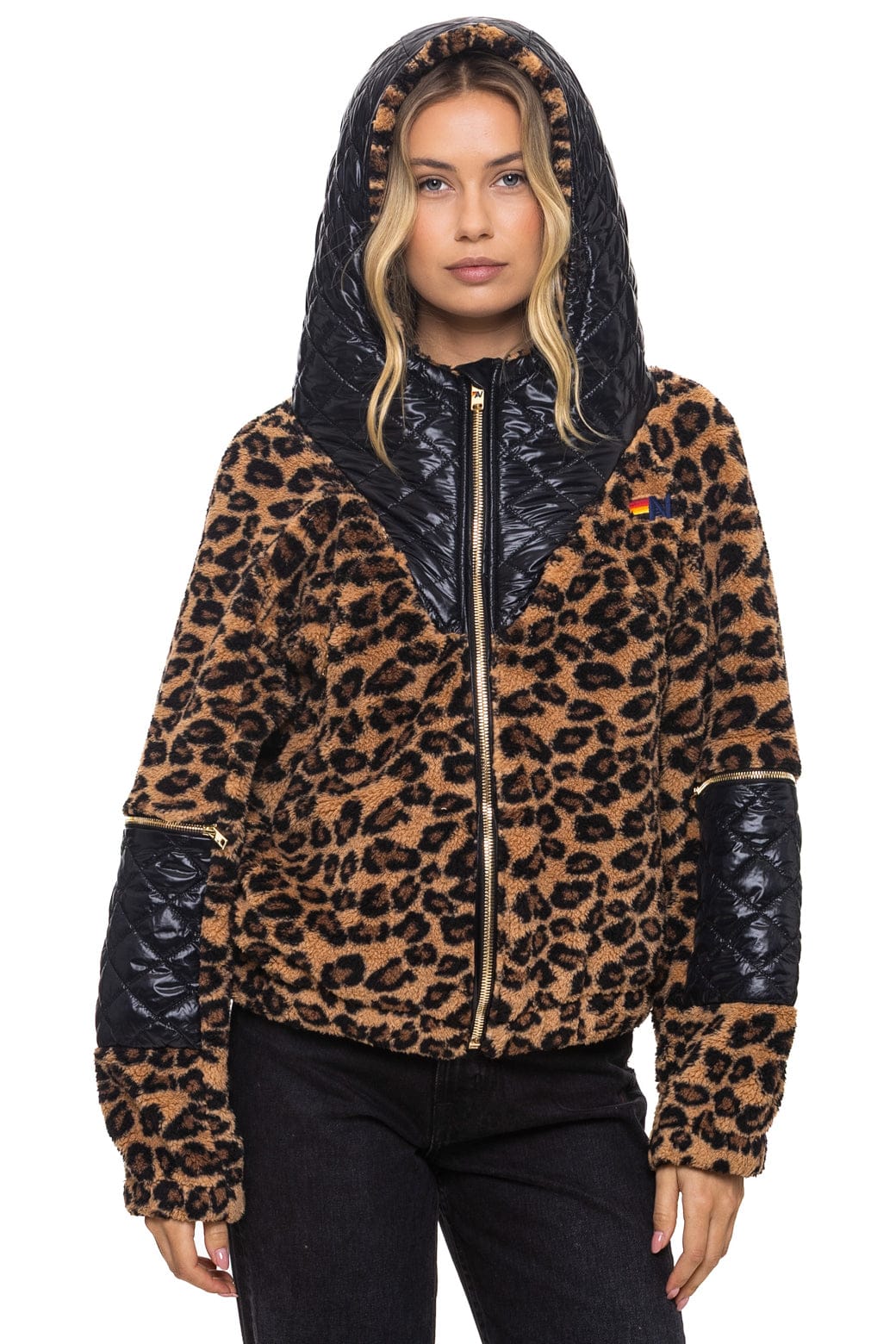 TEDDY UNISEX OVERSIZED HOODED FULL ZIP JACKET - CHEETAH