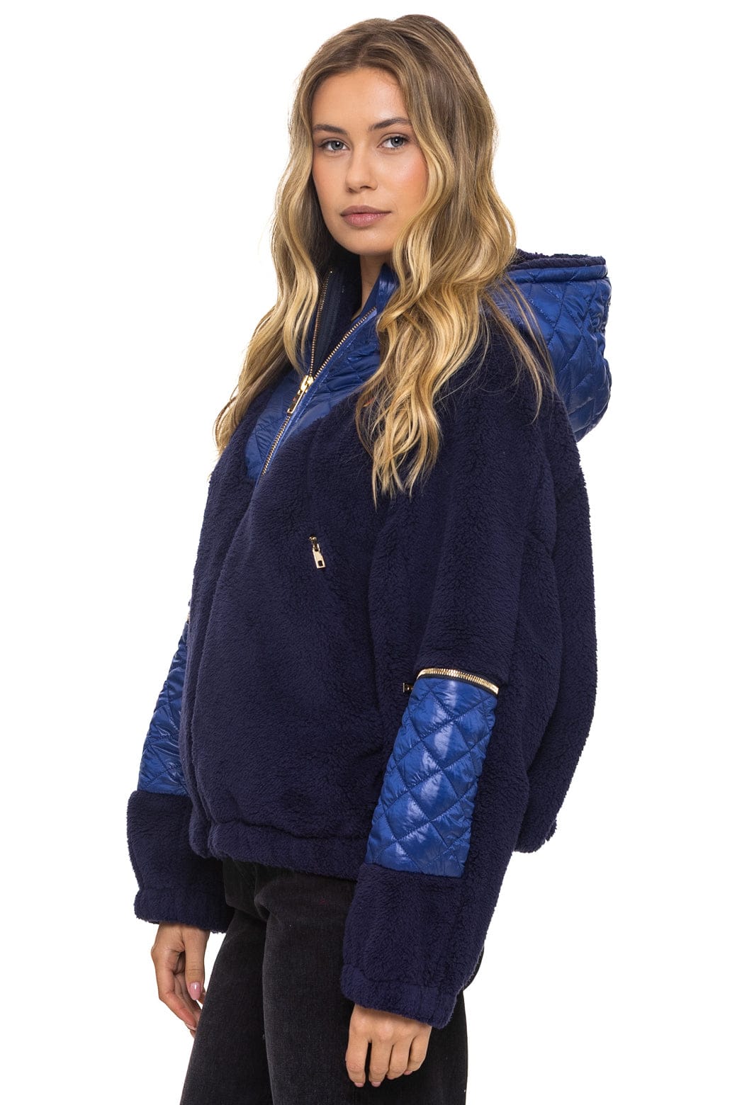 TEDDY UNISEX OVERSIZED HOODED FULL ZIP JACKET - NAVY