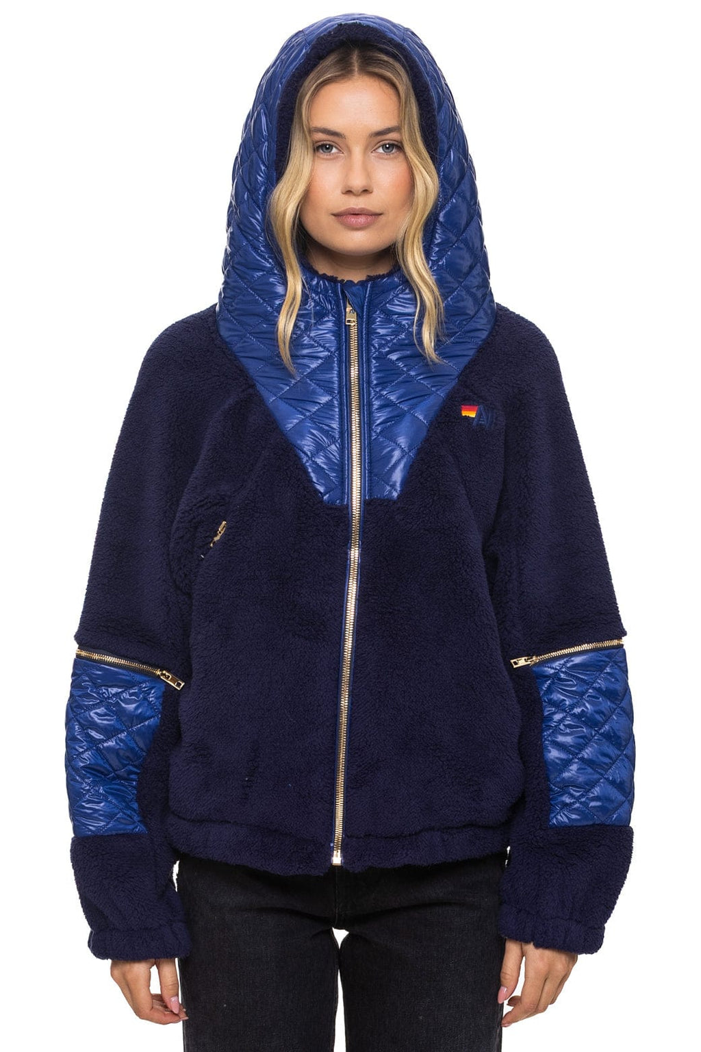 TEDDY UNISEX OVERSIZED HOODED FULL ZIP JACKET - NAVY