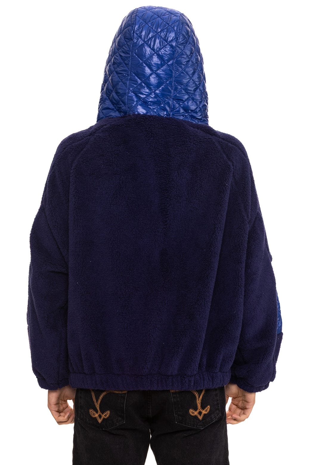 TEDDY UNISEX OVERSIZED HOODED FULL ZIP JACKET - NAVY