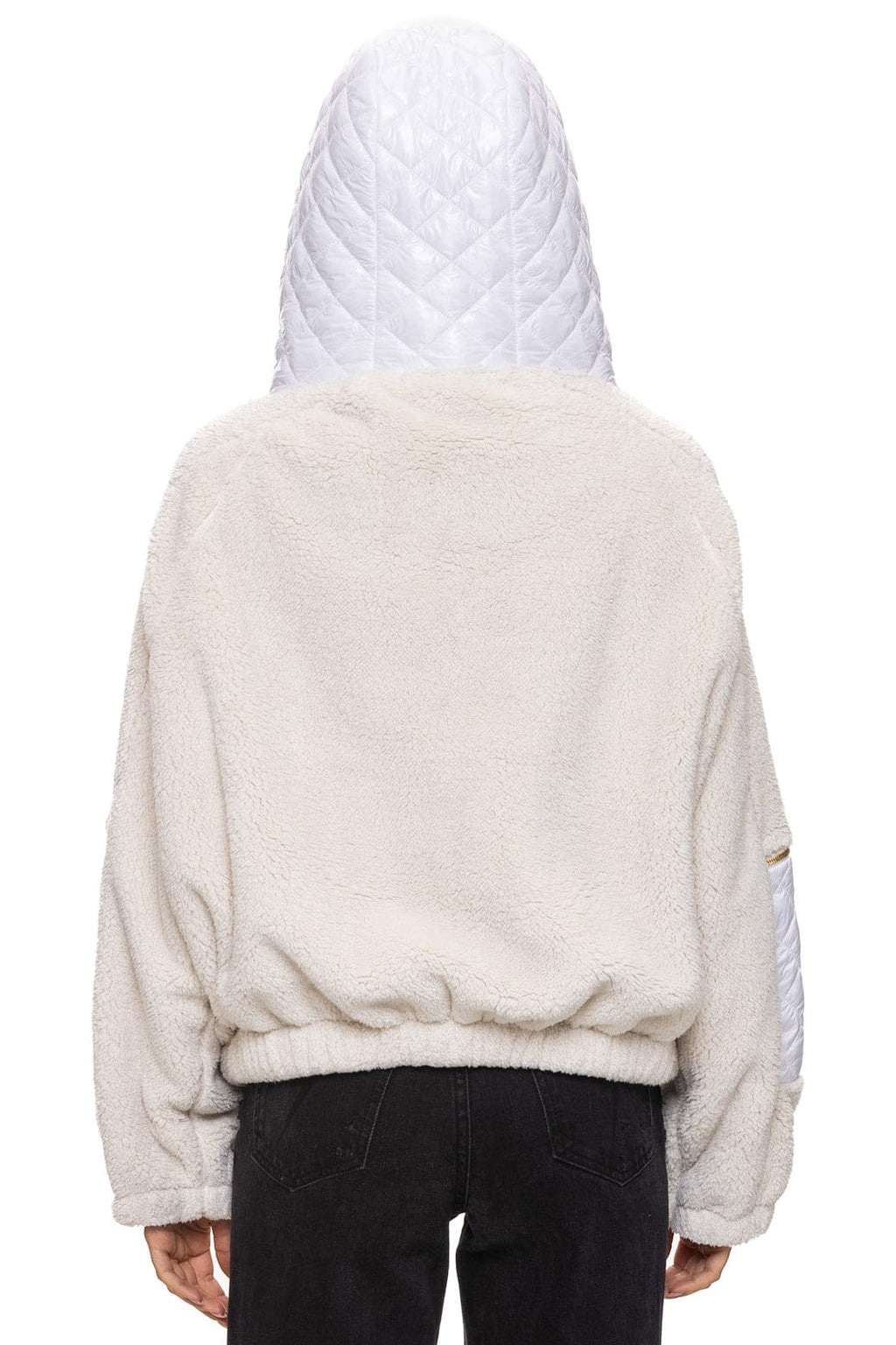 TEDDY UNISEX OVERSIZED HOODED FULL ZIP JACKET - VINTAGE WHITE