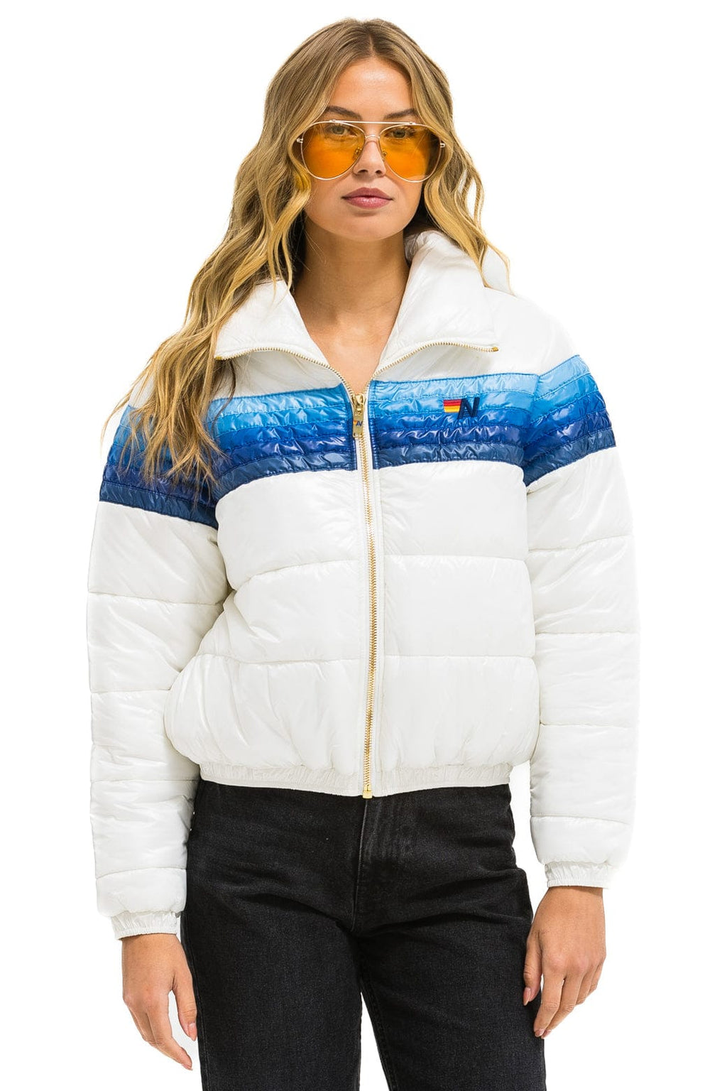 5 STRIPE APRES JACKET - GLOSSY WHITE BLUE STRIPES