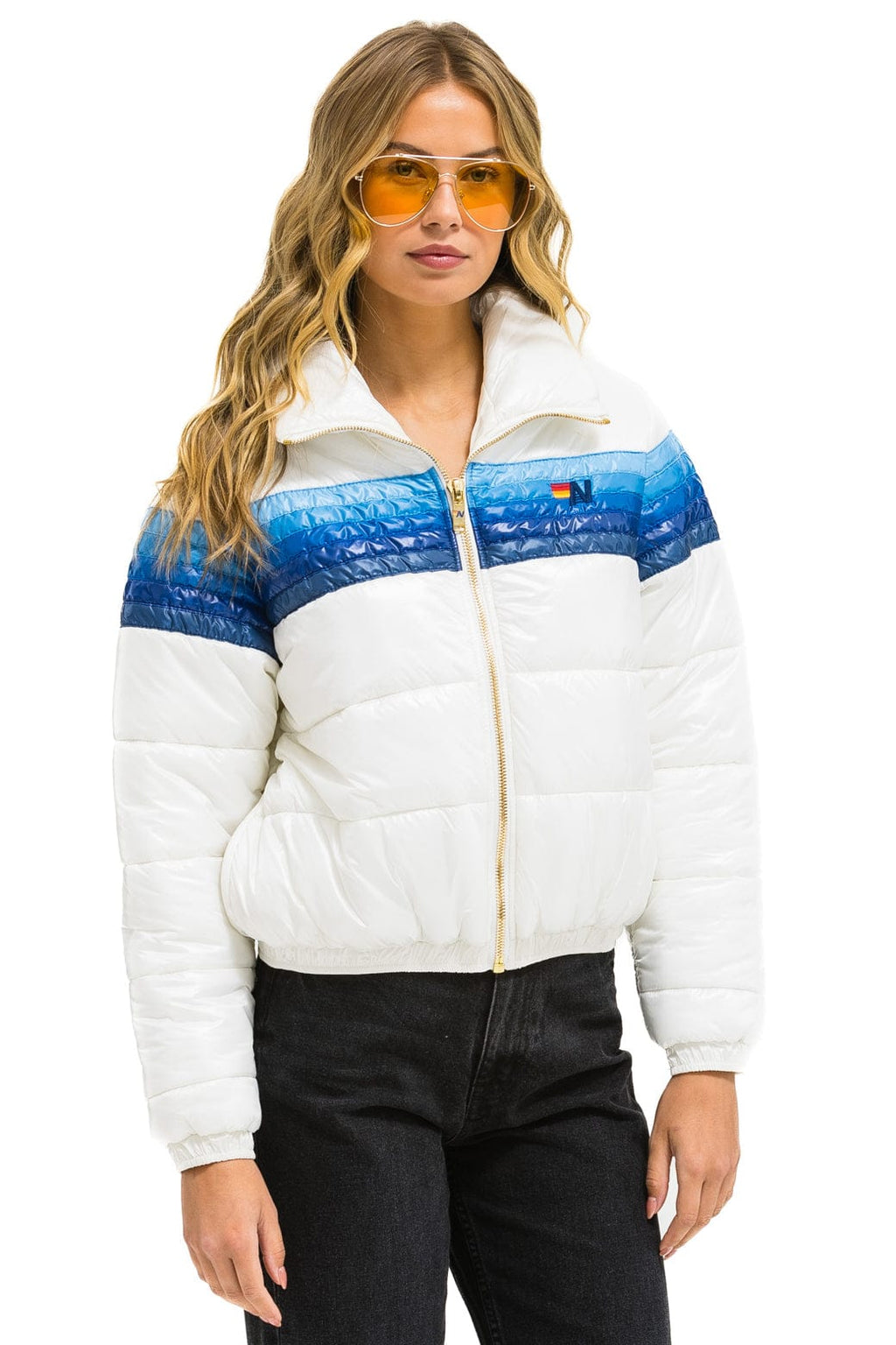 5 STRIPE APRES JACKET - GLOSSY WHITE BLUE STRIPES